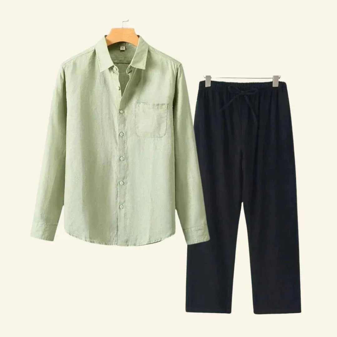 Caelric - Completo Uomo Camicia e Pantaloni in Lino