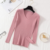 Ariel – Damen Slim-Fit gerippter Pullover mit V-Ausschnitt