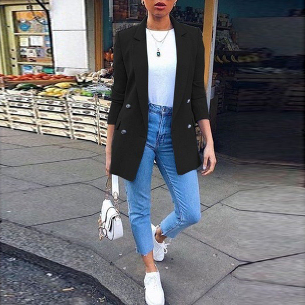 Stacey - Elegant Long Blazer Double Button