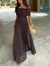 Tolinda - Vestido maxi de malla con un solo hombro