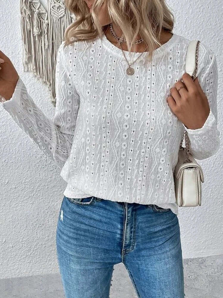 Isadora – Women’s Eyelet Lace Long Sleeve Blouse
