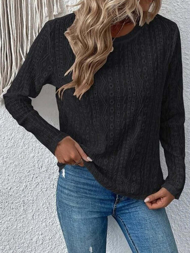 Isadora – Women’s Eyelet Lace Long Sleeve Blouse