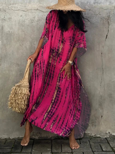 Velora - Robe longue kaftan imprimée