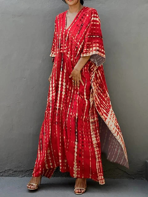 Velora - Robe longue kaftan imprimée