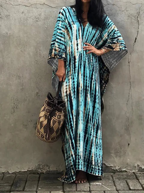 Velora - Robe longue kaftan imprimée
