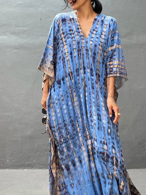 Velora - Robe longue kaftan imprimée