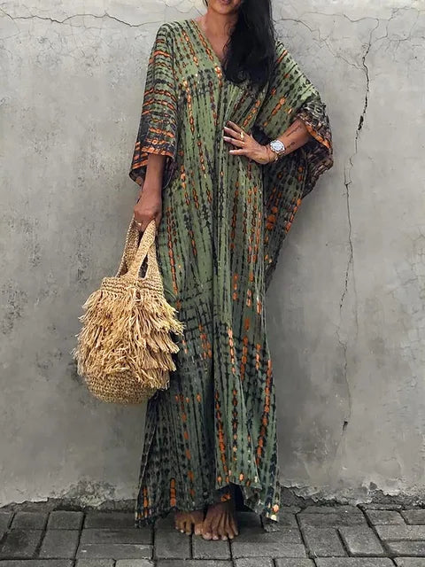 Velora - Robe longue kaftan imprimée