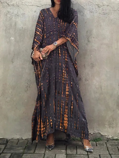 Velora - Robe longue kaftan imprimée