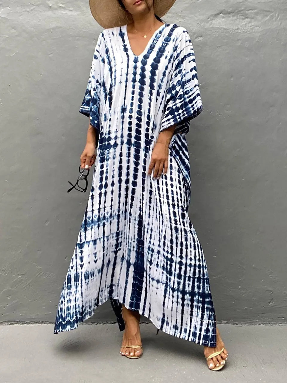 Velora - Robe longue kaftan imprimée