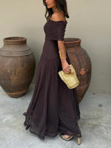 Tolinda - Vestido maxi de malla con un solo hombro