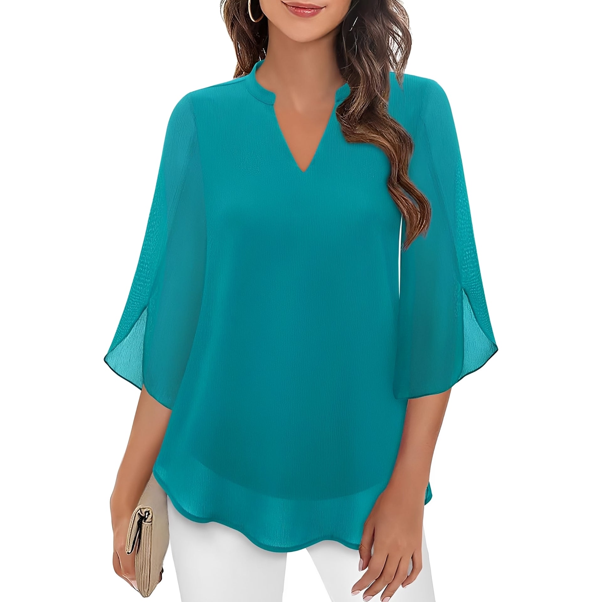 Rosa – Blusa Feminina de Gola em V com Corte Relaxado