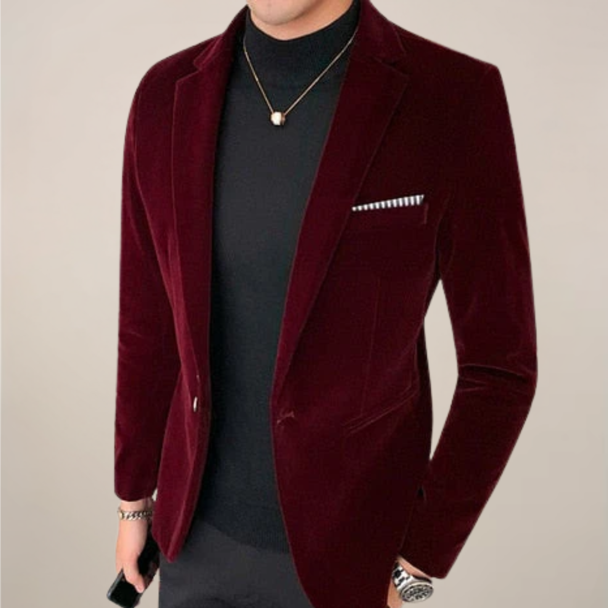 Lucas – Herre Velvet Slank Skræddersyet Blazer