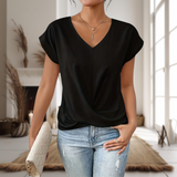 Charlisse – Bluse med V-hals og twistkant til kvinder