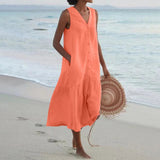 Julian – Damen Sommer-Midikleid mit V-Ausschnitt
