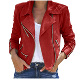Arvenza - Chaqueta de cuero con cremallera para mujer