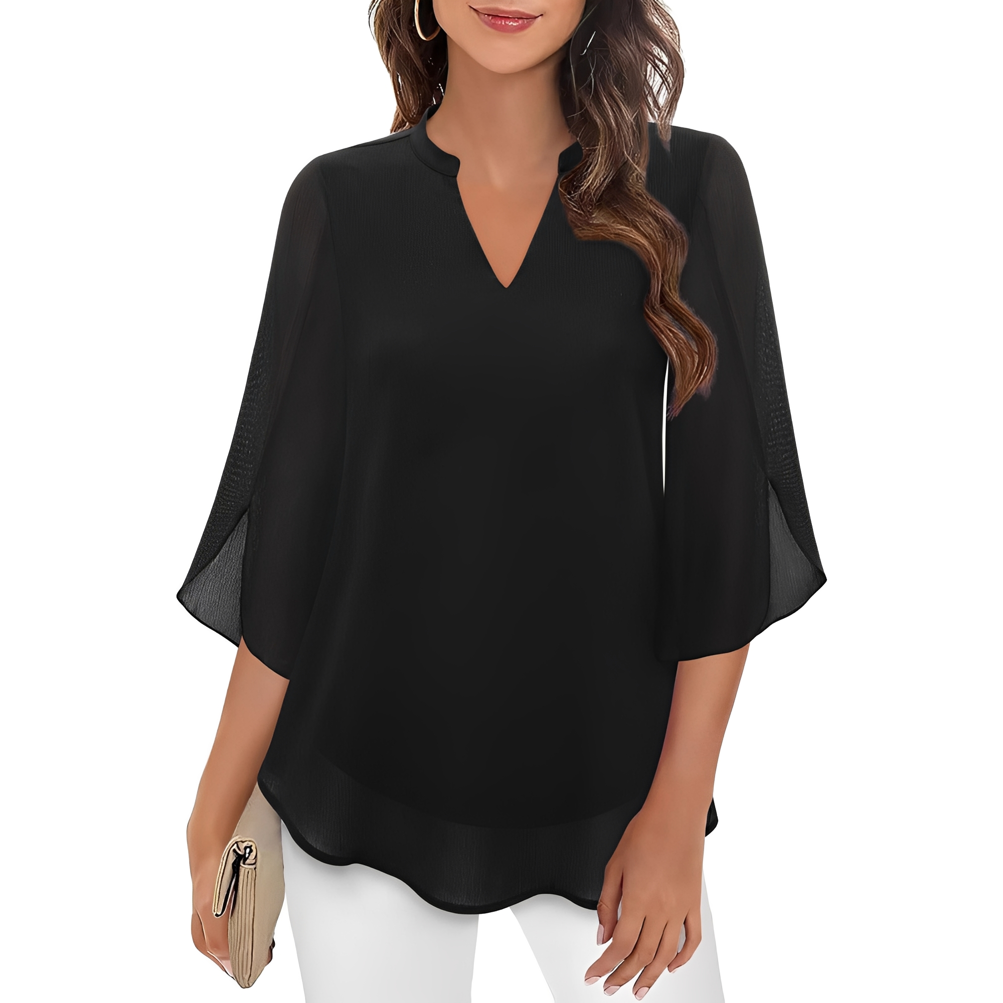 Rosa – Blusa Feminina de Gola em V com Corte Relaxado