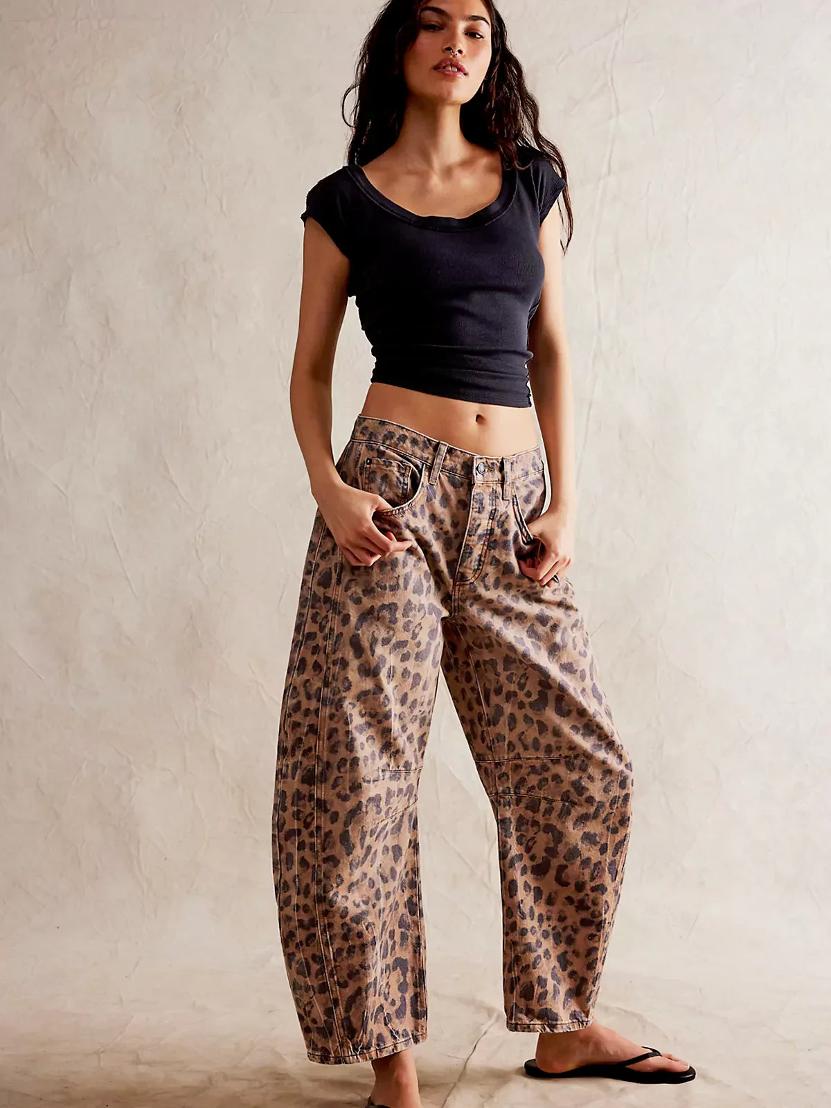 Sephira - Leopard Barrel Jeans