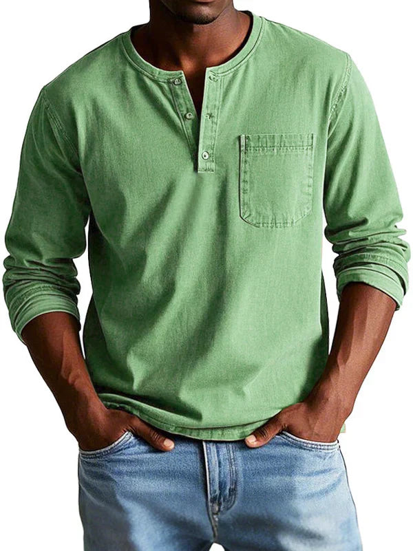 Erick – Herre Casual Langærmet Henley Shirt