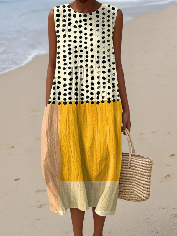 Leah – Robe midi à pois bicolore