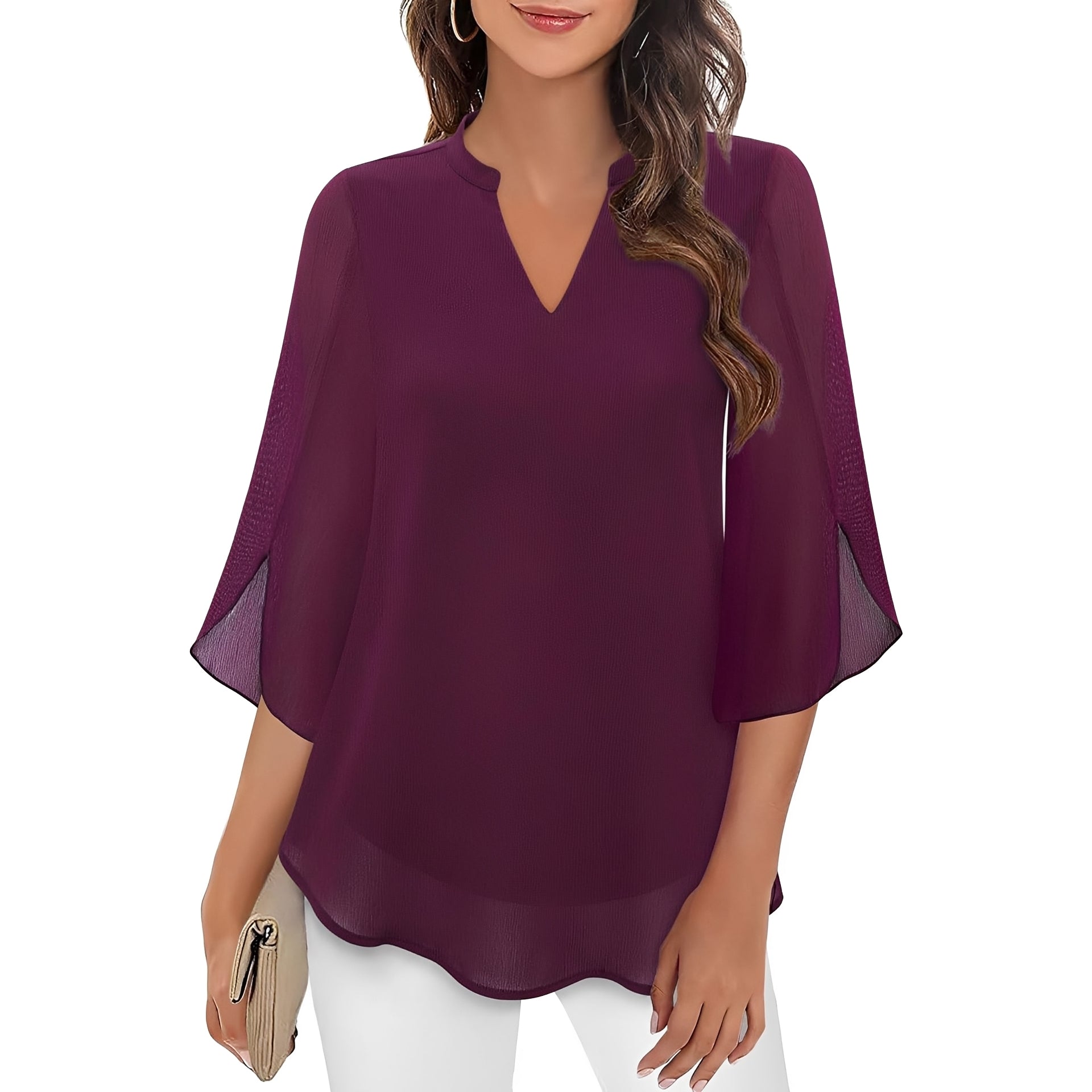 Rosa – Blusa Feminina de Gola em V com Corte Relaxado