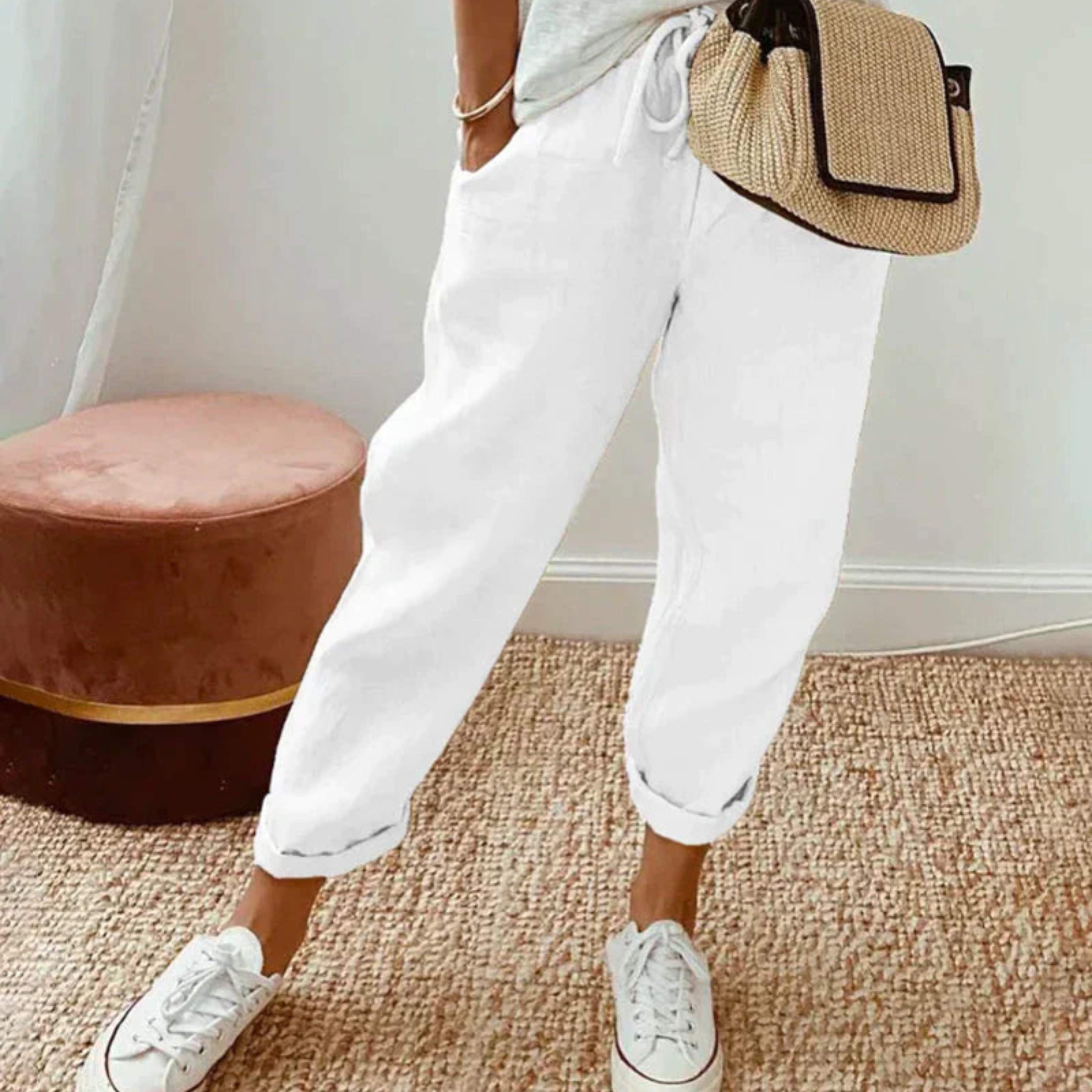 Laurynel - Pantaloni Trendy da Donna Taglio Slim
