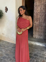 Tolinda - Vestido maxi de malla con un solo hombro