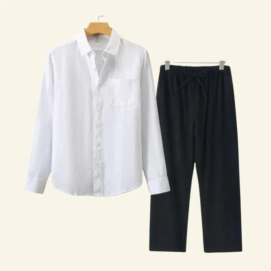 Caelric - Completo Uomo Camicia e Pantaloni in Lino