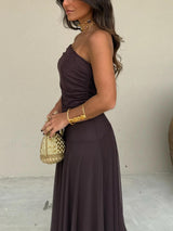 Tolinda - Vestido maxi de malla con un solo hombro