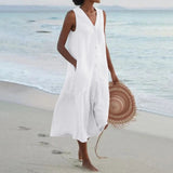 Julian – Damen Sommer-Midikleid mit V-Ausschnitt