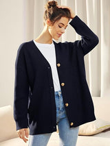 Alenya – Damen Oversize Cardigan mit V-Ausschnitt und Knopfverschluss