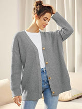 Alenya – Damen Oversize Cardigan mit V-Ausschnitt und Knopfverschluss