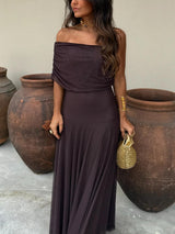 Tolinda - Vestido maxi de malla con un solo hombro