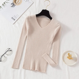 Ariel – Damen Slim-Fit gerippter Pullover mit V-Ausschnitt