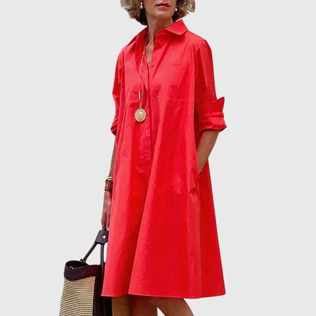 Avelyn – Robe midi avec poches pour une élégance sans effort