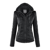 Ardena - Womens Weatherproof Faux Leather Jacket With Hood