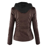 Ardena - Womens Weatherproof Faux Leather Jacket With Hood