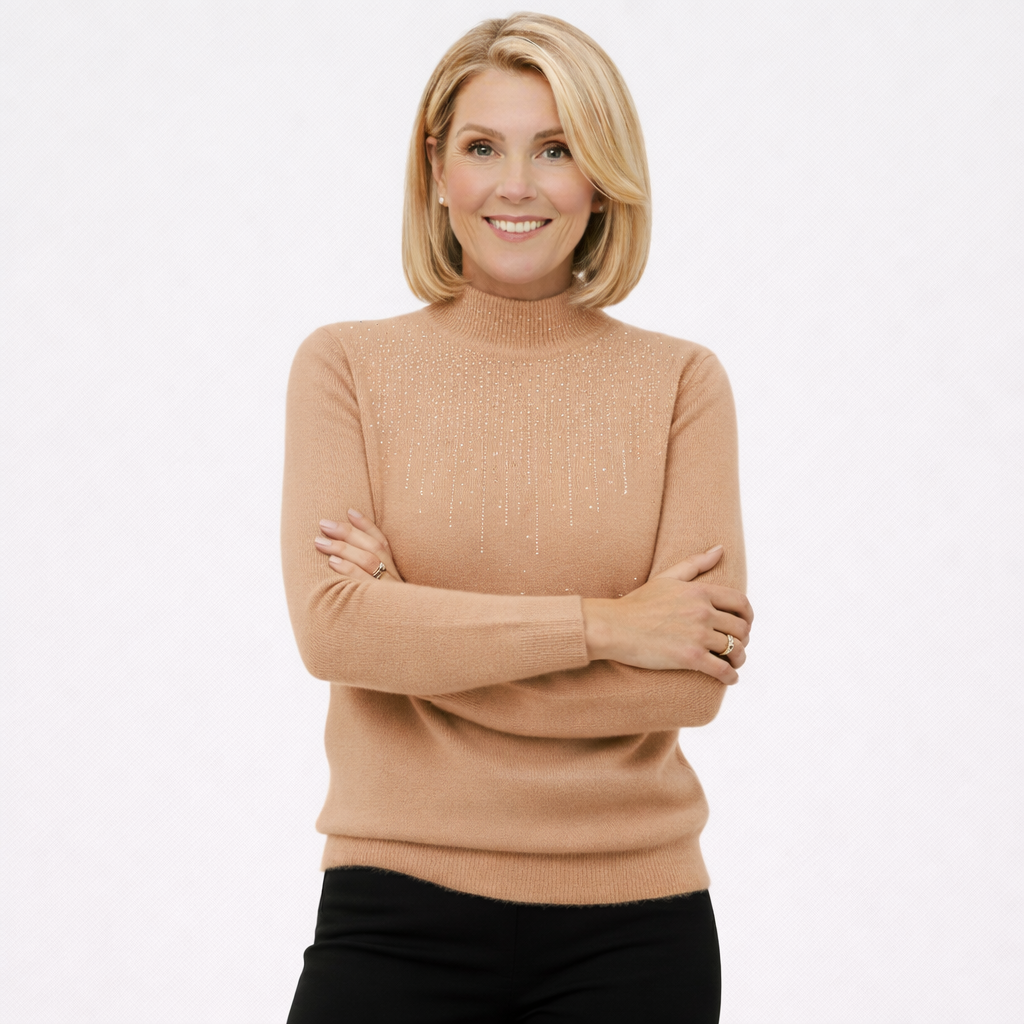 Celestine – Damen Weicher Strickpullover mit Strasssteinen