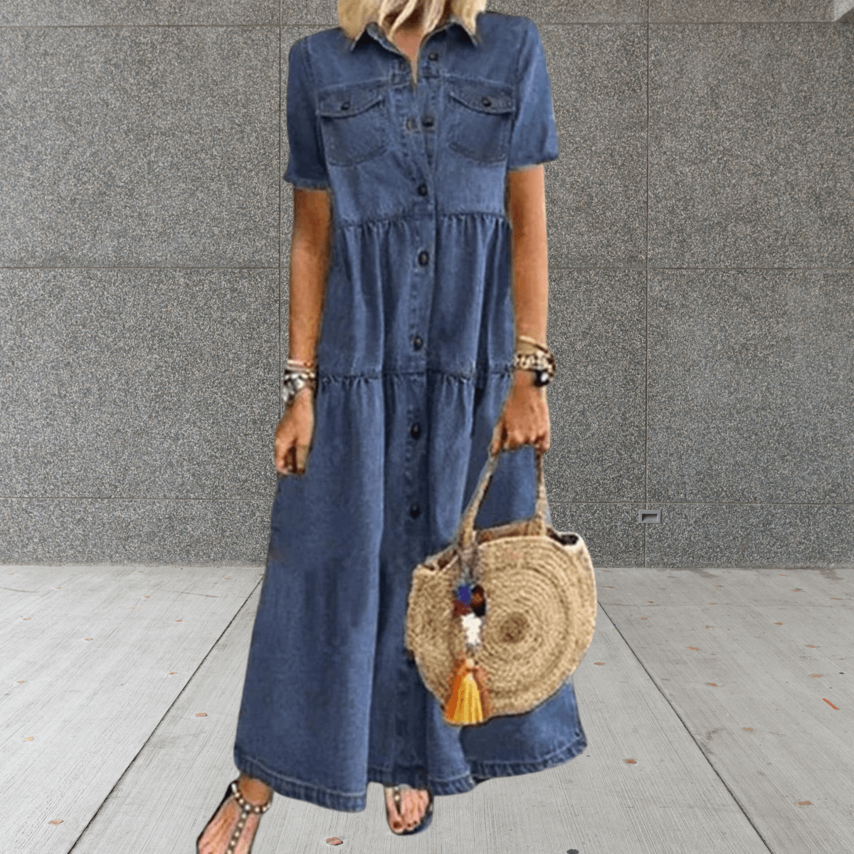 Sandra – Robe d'été maxi en denim