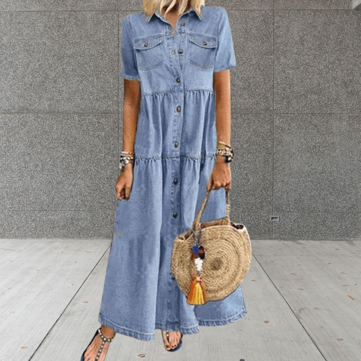 Sandra – Robe d'été maxi en denim