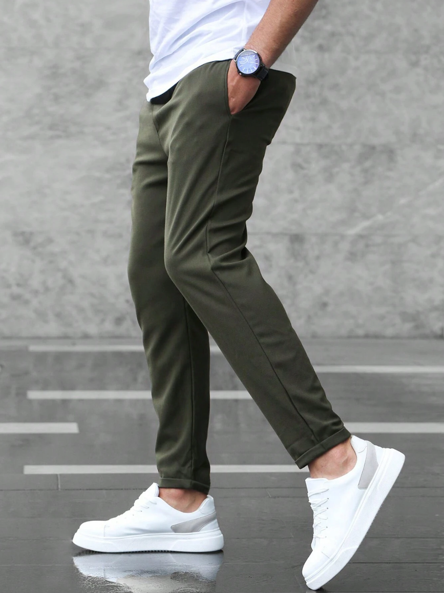 Ronviero – Pantalones Deportivos Ajustados para Hombre con Cordón