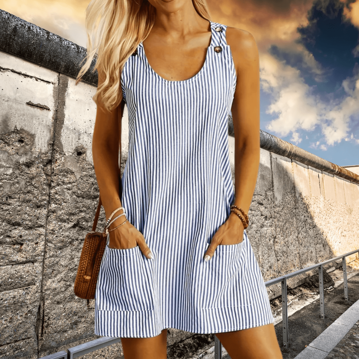 Nathalie – Robe d'été rayée pour la plage