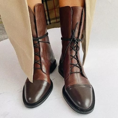 Velynn – Women Lace Up Leather Ankle Boots