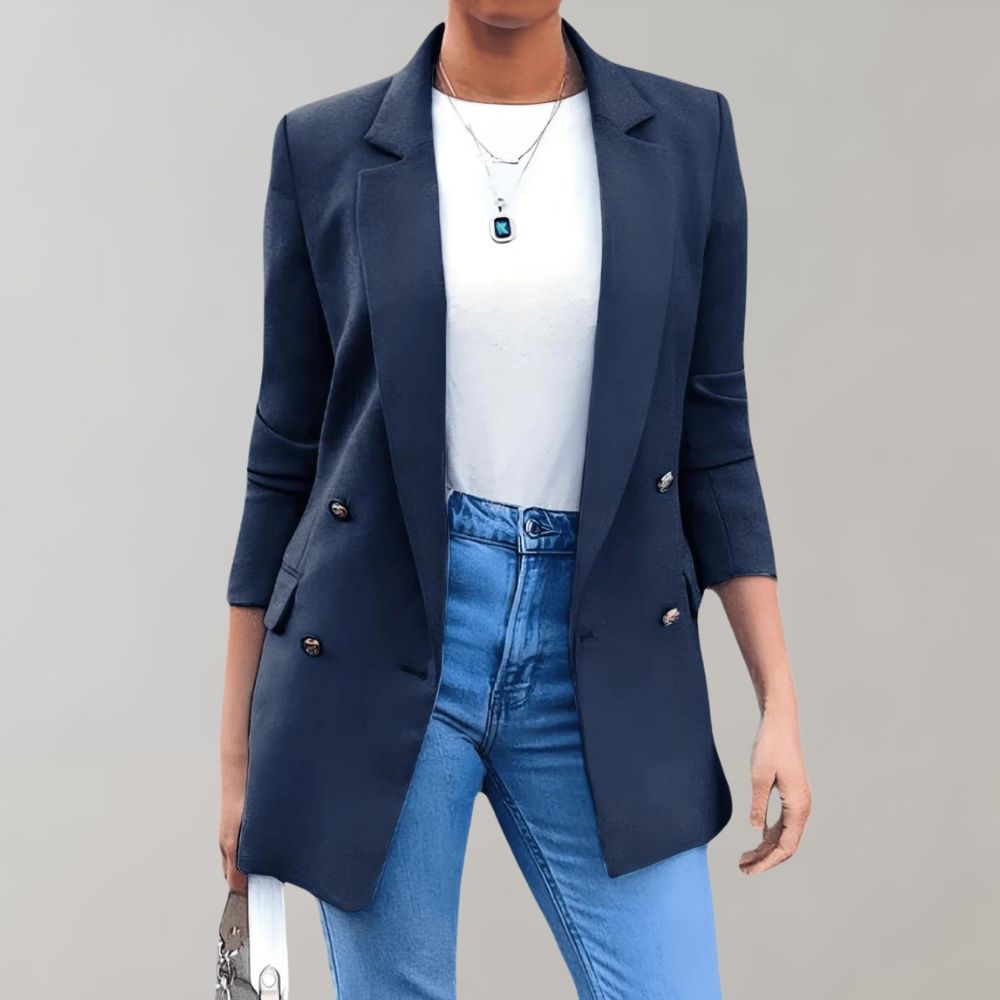 Stacey - Elegant Long Blazer Double Button
