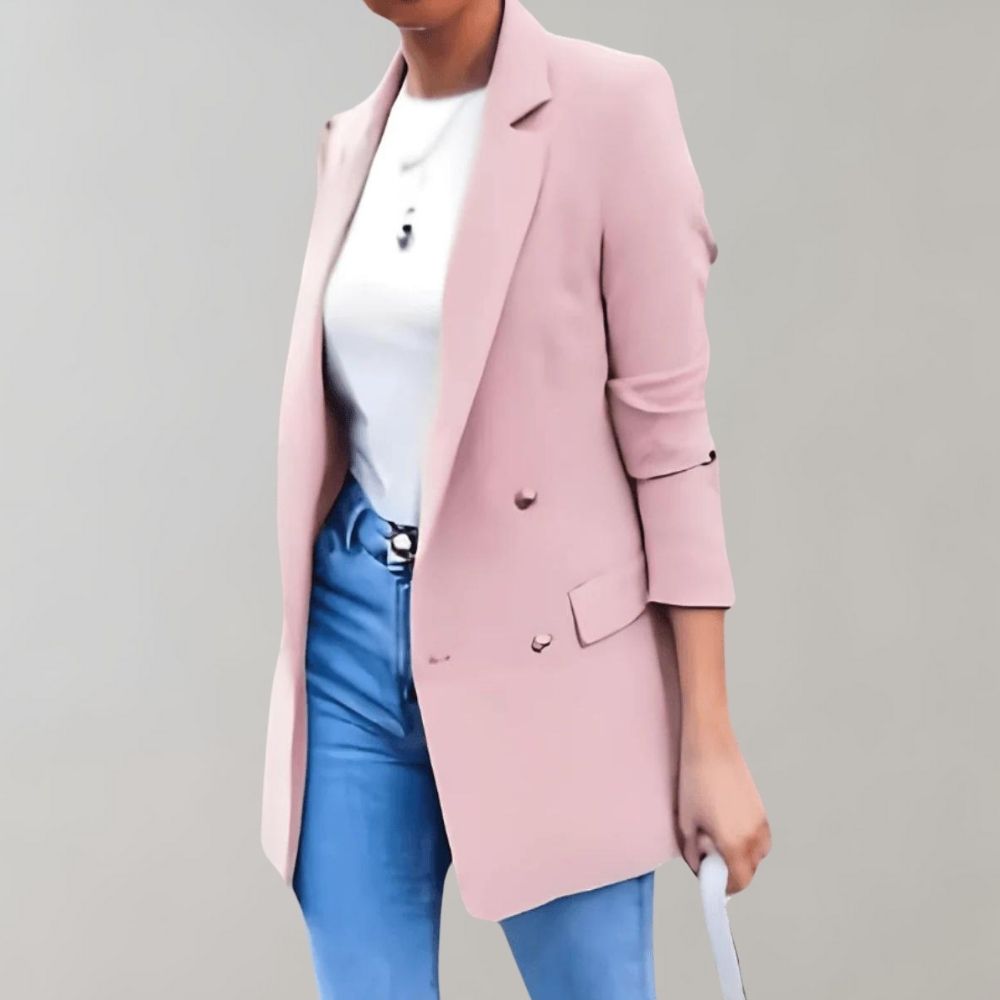 Stacey - Elegant Long Blazer Double Button