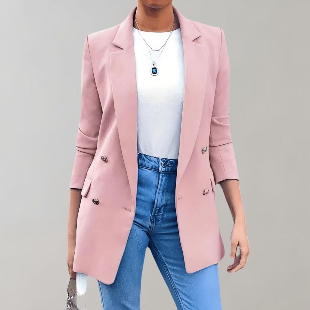Stacey - Elegant Long Blazer Double Button