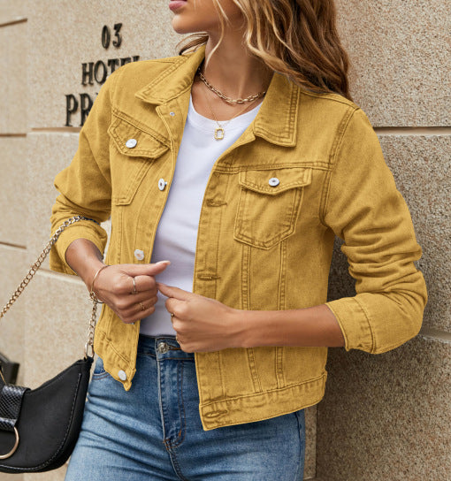 Velmirah - Womens Modern Cut Denim Jacket With Pockets