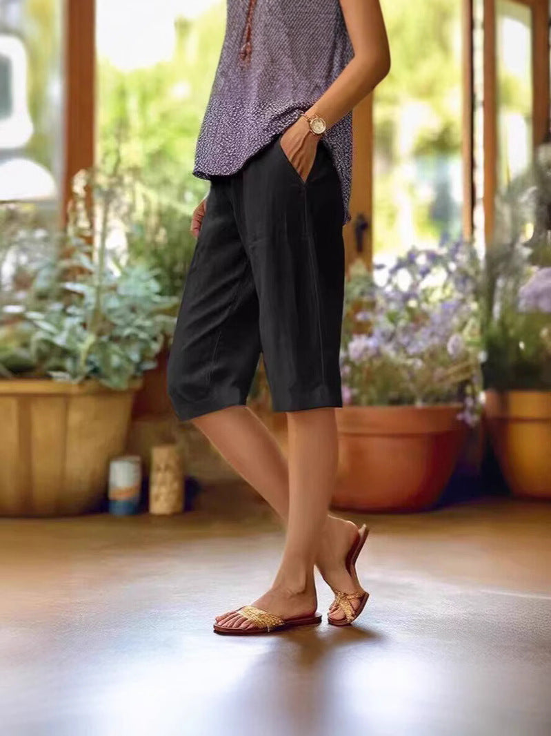 Alicera – Calças Relaxadas com Bolso até ao Joelho para Mulher