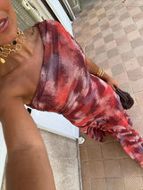 Tolinda - Vestido maxi de malla con un solo hombro