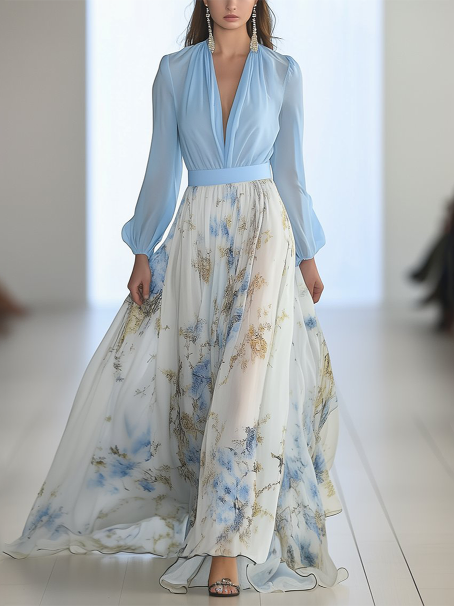 Arista – Blomstret chiffon maxikjole til kvinder