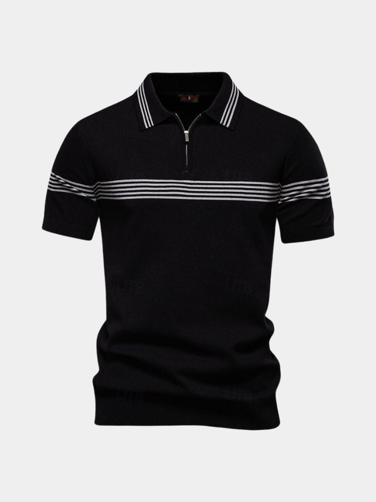 Melgior – Slim Fit polo med lynlås og striber